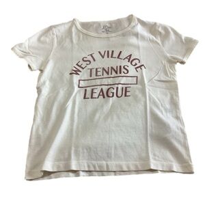 NEW J. Crew Broken-in jersey "West Side Tennis League" cropped T-shirt XXS